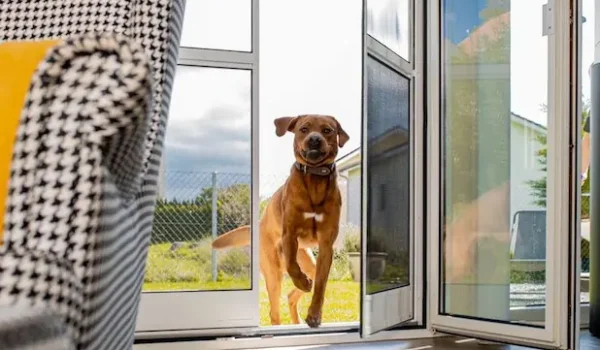 Mückengitter Pendeltür mit Haustierfreundlichem Zugang für Hund